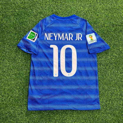 Neymar JR Brazil 2014 World Cup Retro Blue Jersey Trikot