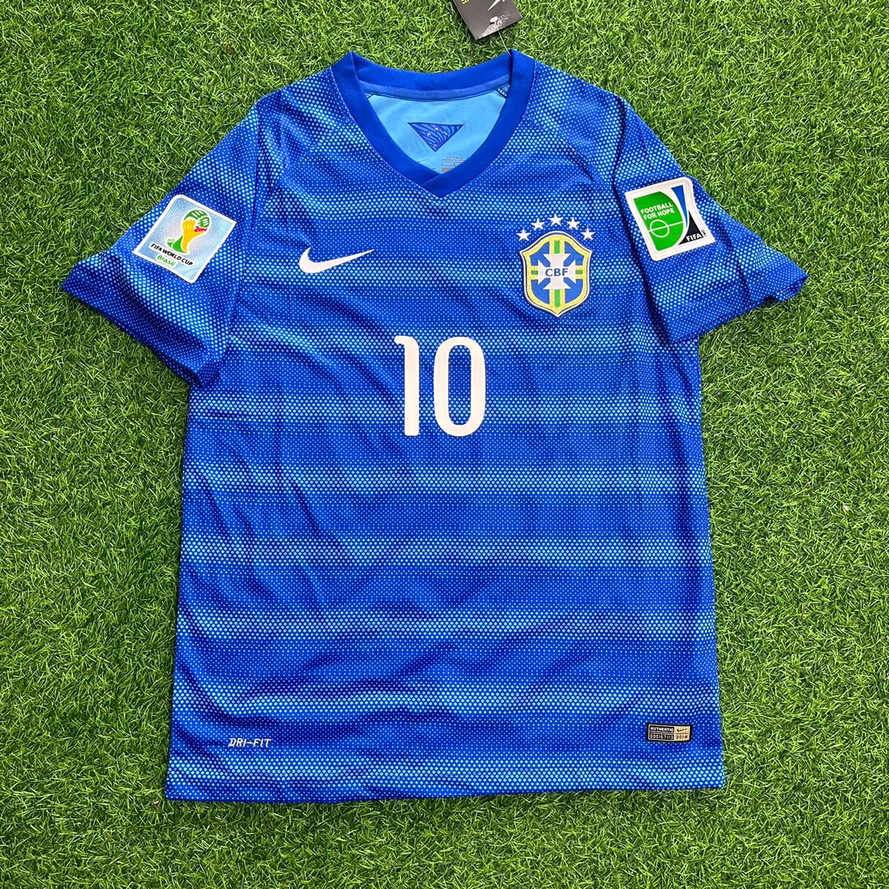 Neymar JR Brazil 2014 World Cup Retro Blue Jersey Trikot