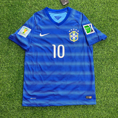 Neymar JR Brazil 2014 World Cup Retro Blue Jersey Trikot