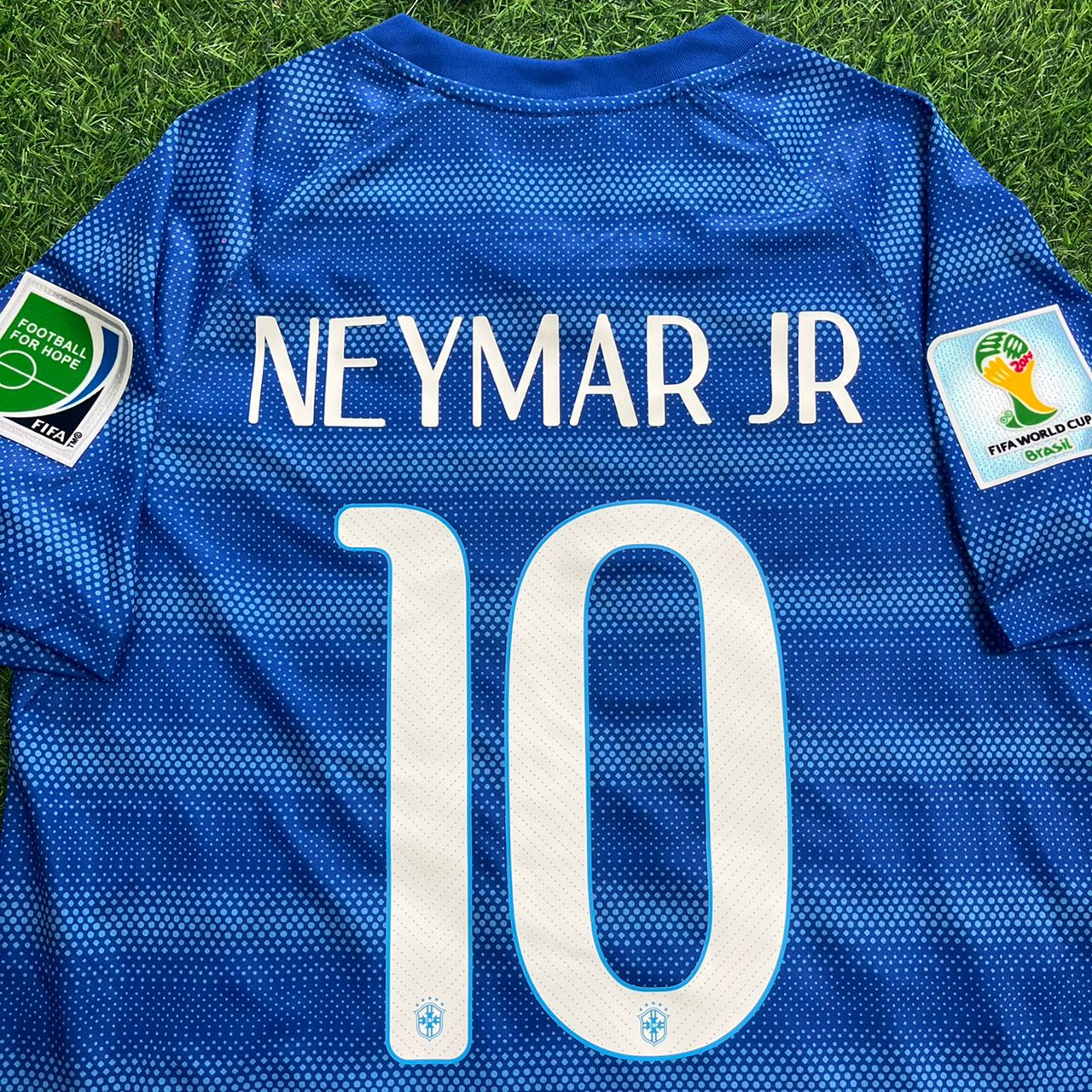 Neymar JR Brazil 2014 World Cup Retro Blue Jersey Trikot