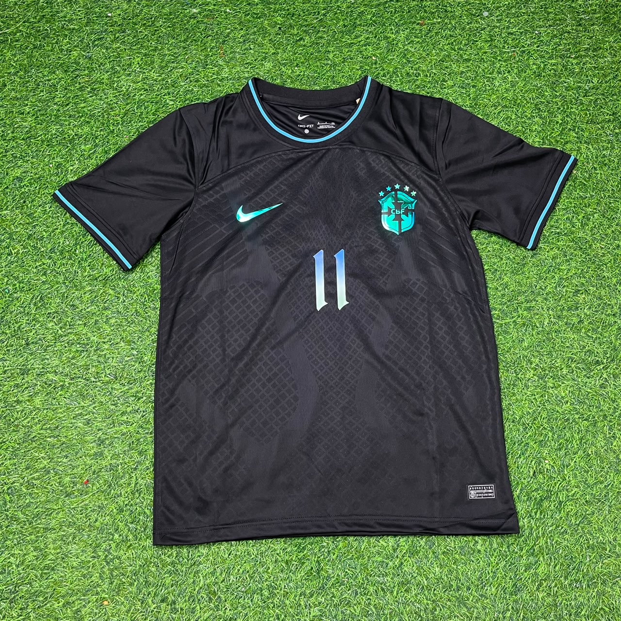 Neymar Jr Brazil Black Special Trap Retro Football Jersey