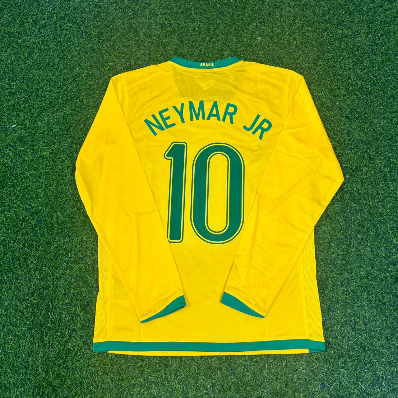 Neymar Jr. #10 Brazil Long Sleeve Retro Football Jersey