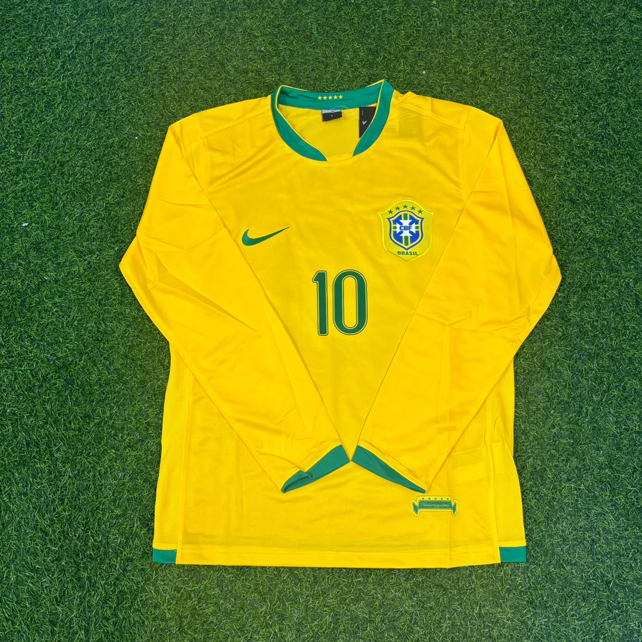 Neymar Jr. #10 Brazil Long Sleeve Retro Football Jersey