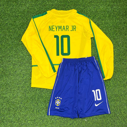 Maillot de football rétro à manches longues jaune légendaire Neymar Jr Brésil