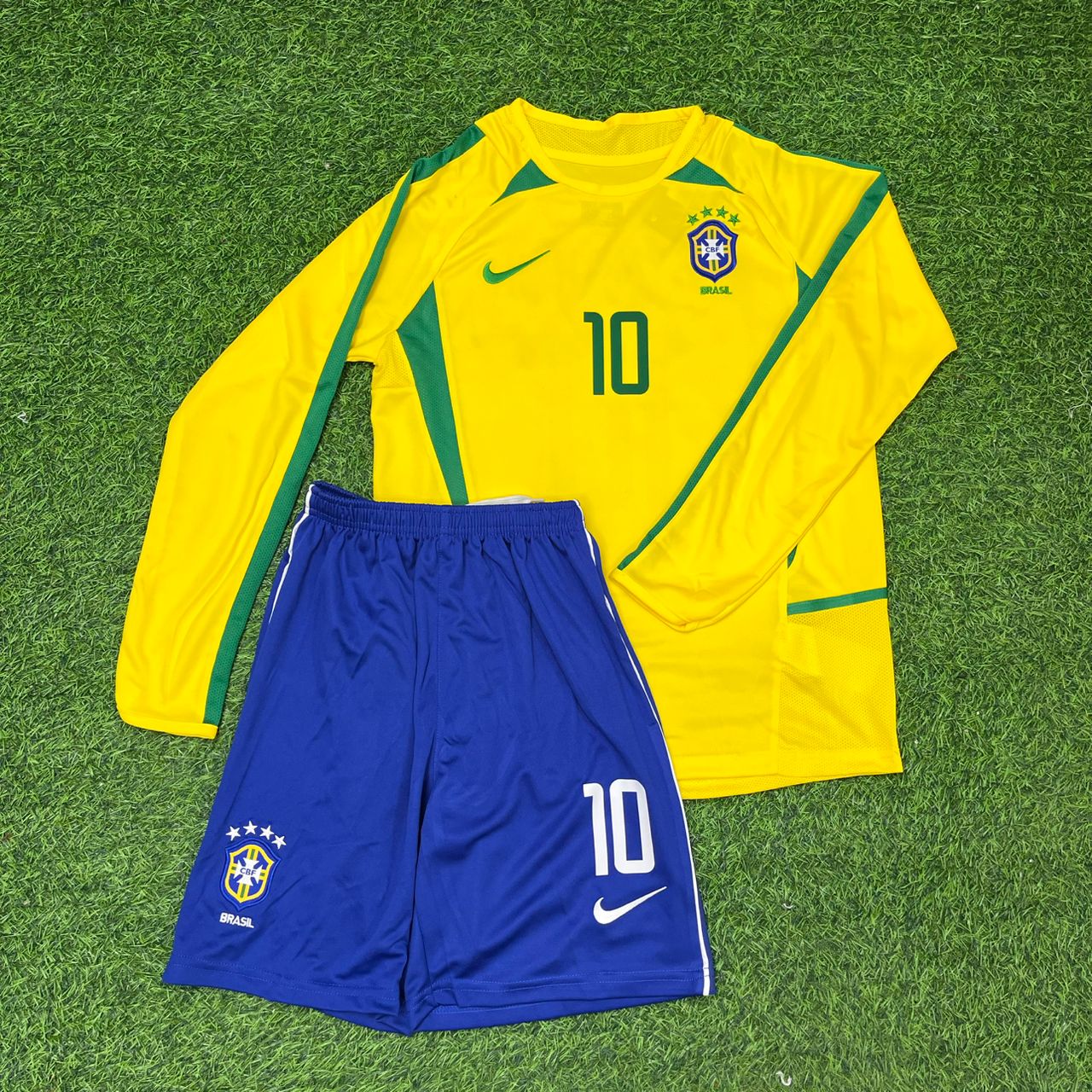 Maillot de football rétro à manches longues jaune légendaire Neymar Jr Brésil