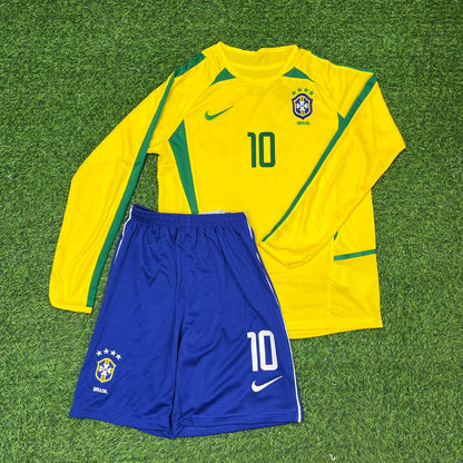 Maillot de football rétro à manches longues jaune légendaire Neymar Jr Brésil