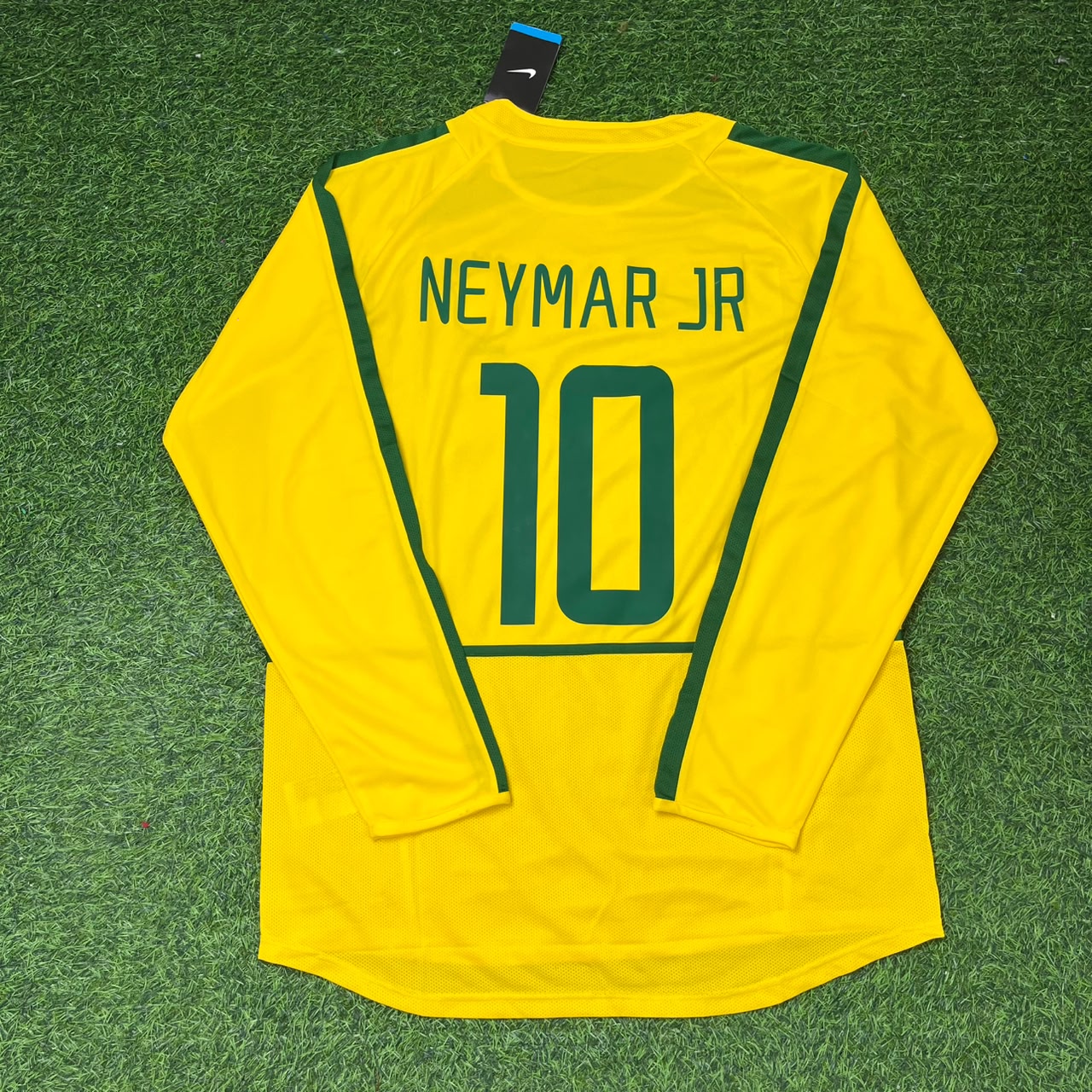 Neymar Jr Brazil Yellow Long Sleeve Retro Football Jersey