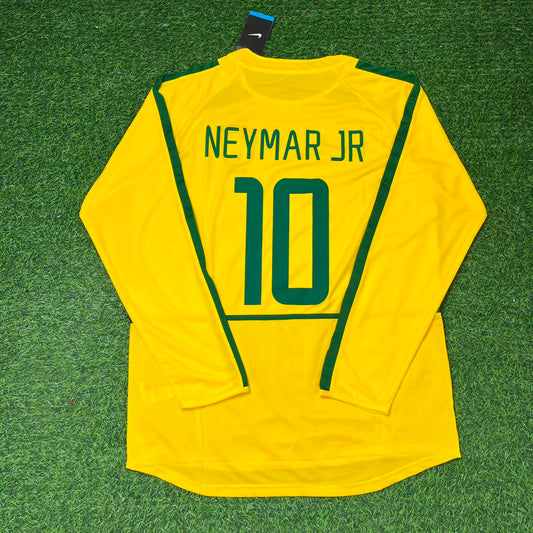Neymar Jr Brazil Yellow Long Sleeve Retro Football Jersey