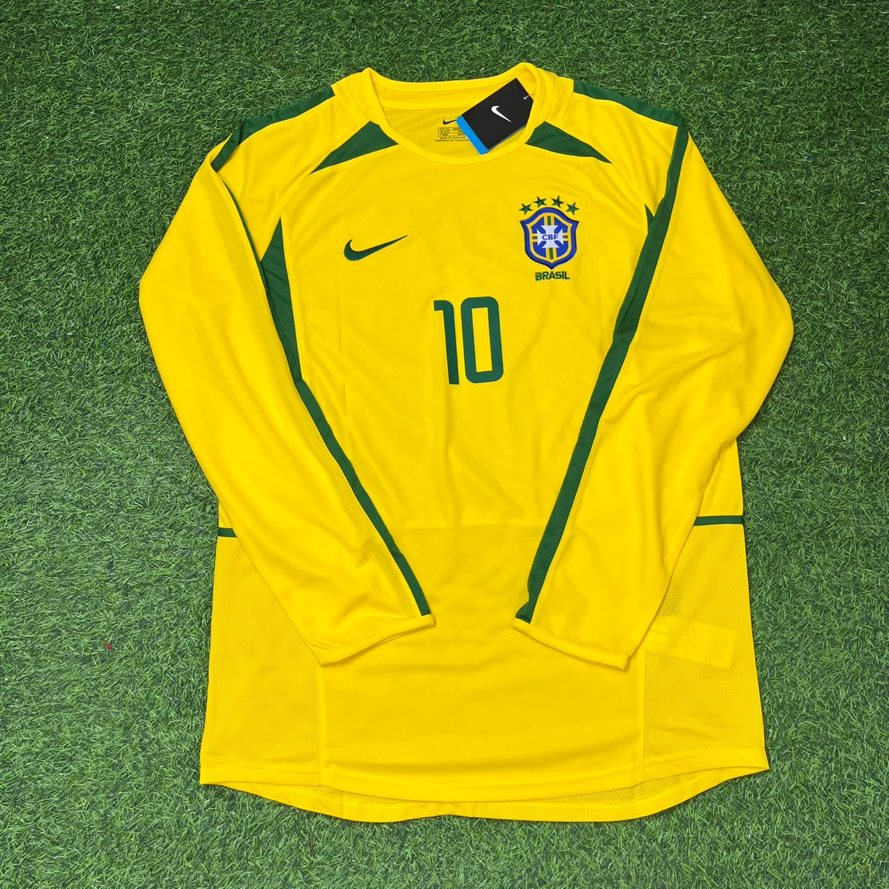 Neymar Jr Brazil Yellow Long Sleeve Retro Football Jersey