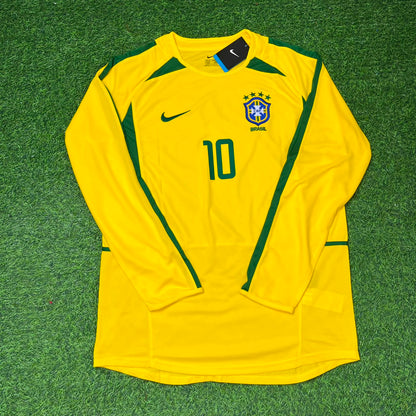 Neymar Jr Brazil Yellow Long Sleeve Retro Football Jersey