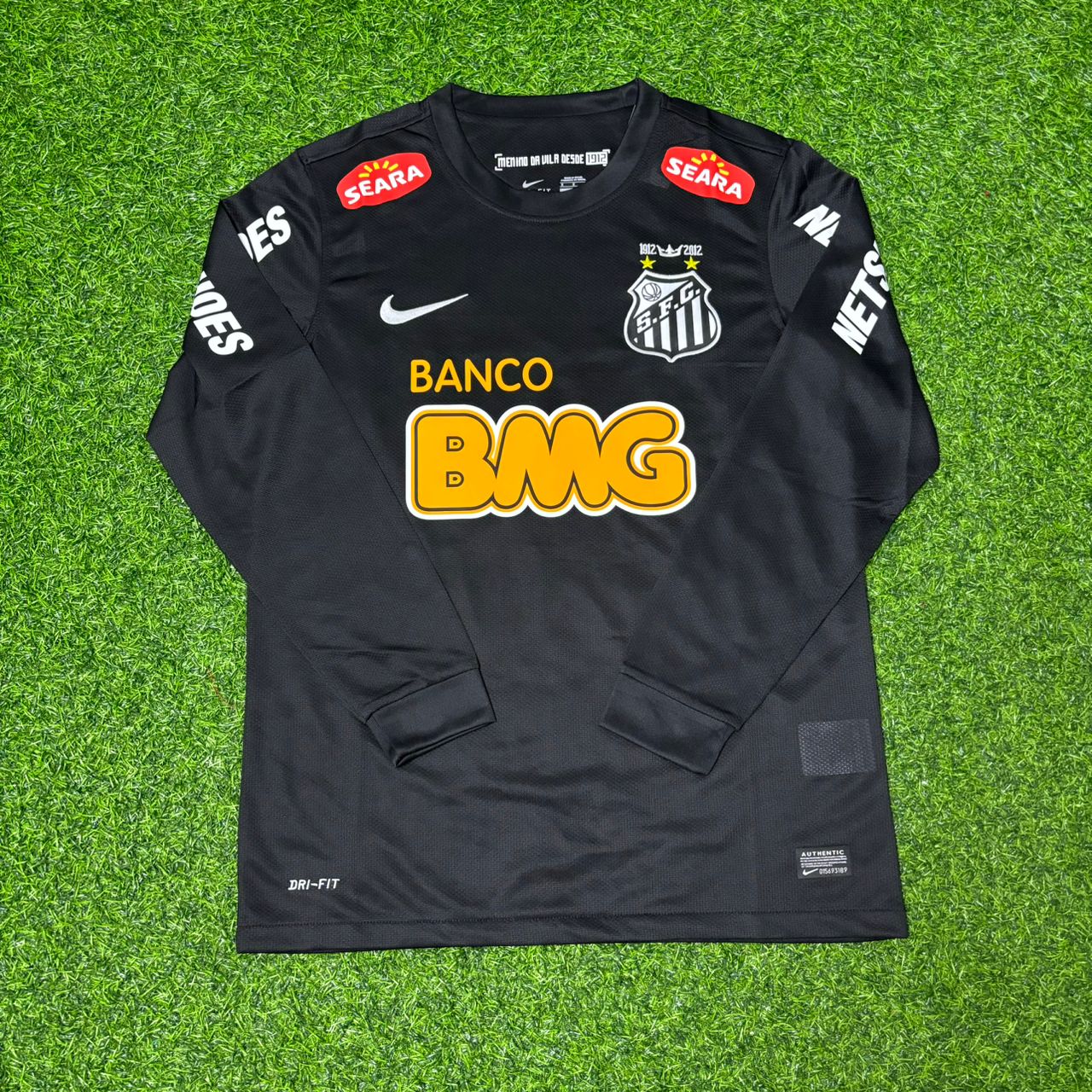 Neymar Jr Santos Black Long Sleeve Retro Football Jersey Kit