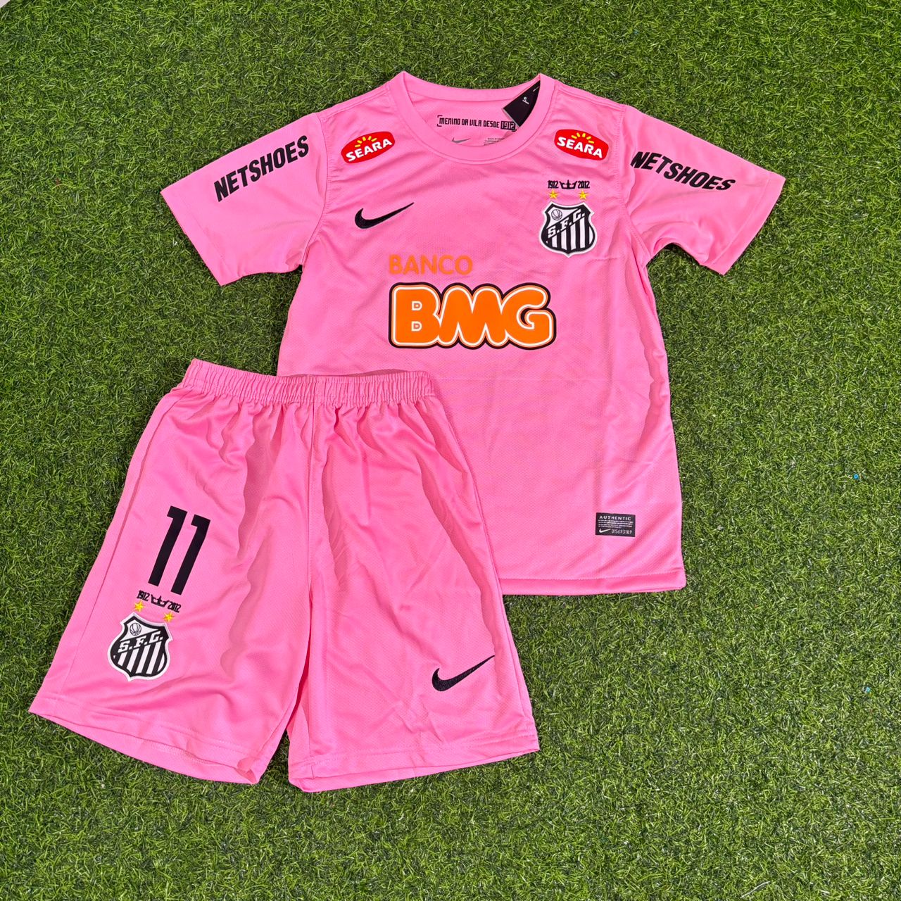 Neymar Jr Santos FC Kids Pink Retro Football Jersey