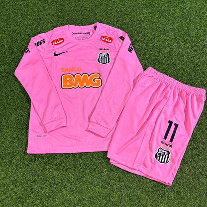 Neymar Jr Santos Kids Pink Long Sleeve Retro Football Jersey