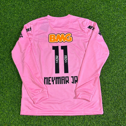 Neymar Jr Santos Pink Long Sleeve Retro Football Jersey
