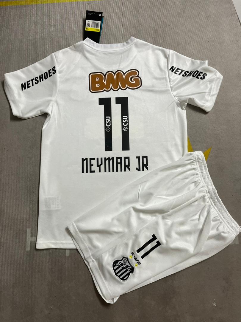 Neymar Jr Santos FC White Kid Children Set Retro Football Jersey