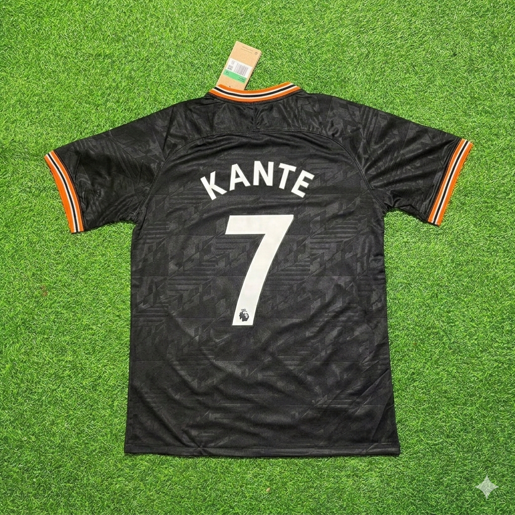 N'Golo Kanté 7 – Chelsea Auswärtstrikot 2019/2020, Schwarz, Retro-Stil