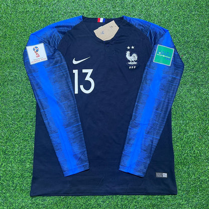 N'Golo Kante France 2018 World Cup Final Long Sleeve Retro Football Jersey Kit