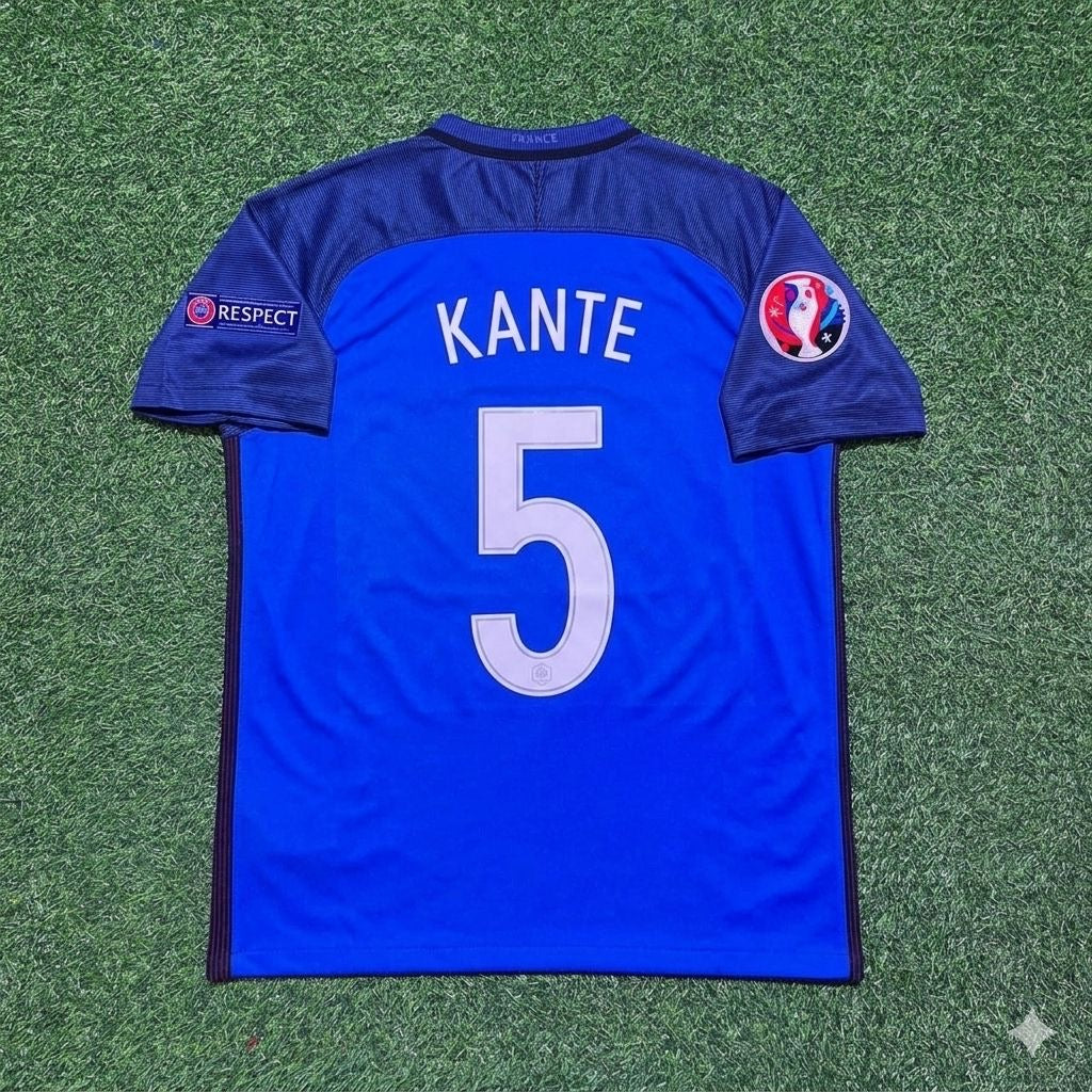 N’golo Kante #5 France Euro 2016 Home Retro Football Jersey