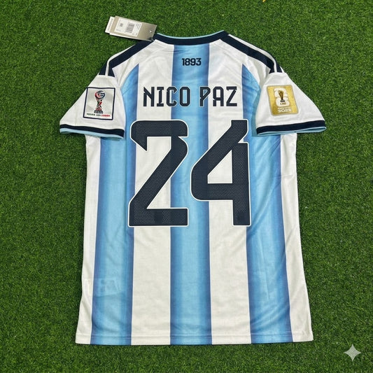 Nico Paz Argentina 2026 World Cup Football Jersey Kit