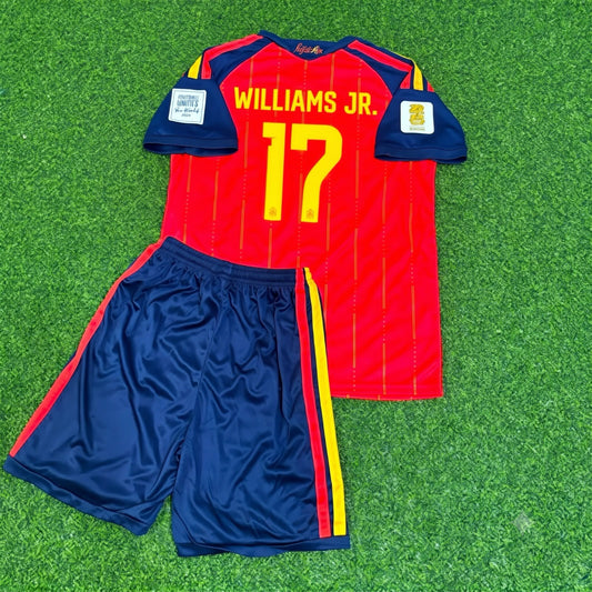 Nico Williams Jr. #17 Spain 2026 World Cup Kids Football Jersey