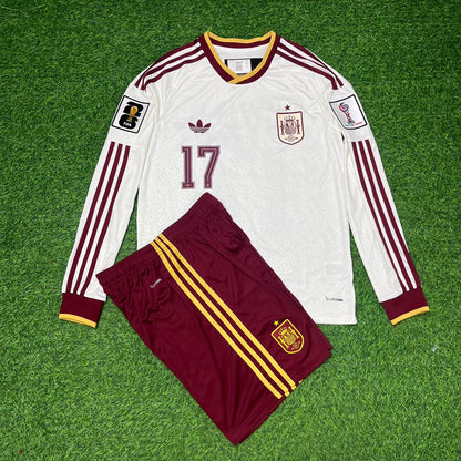 Nico Williams Spain 2026 World Cup Away Long Sleeve Kids Football Jersey