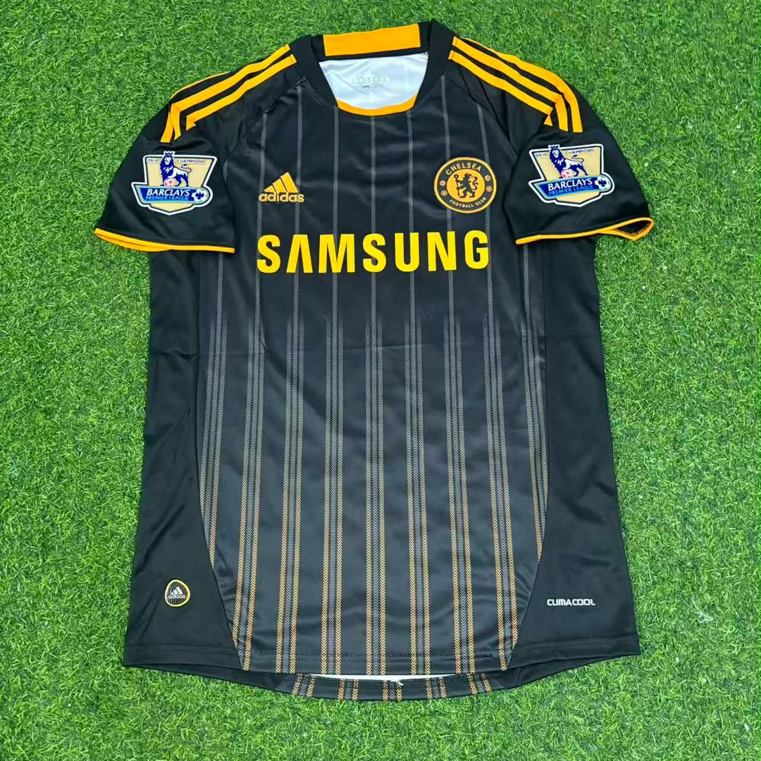 Nicolas Anelka #39 Chelsea 2010 2011 Away Retro Black Orange Football Jersey