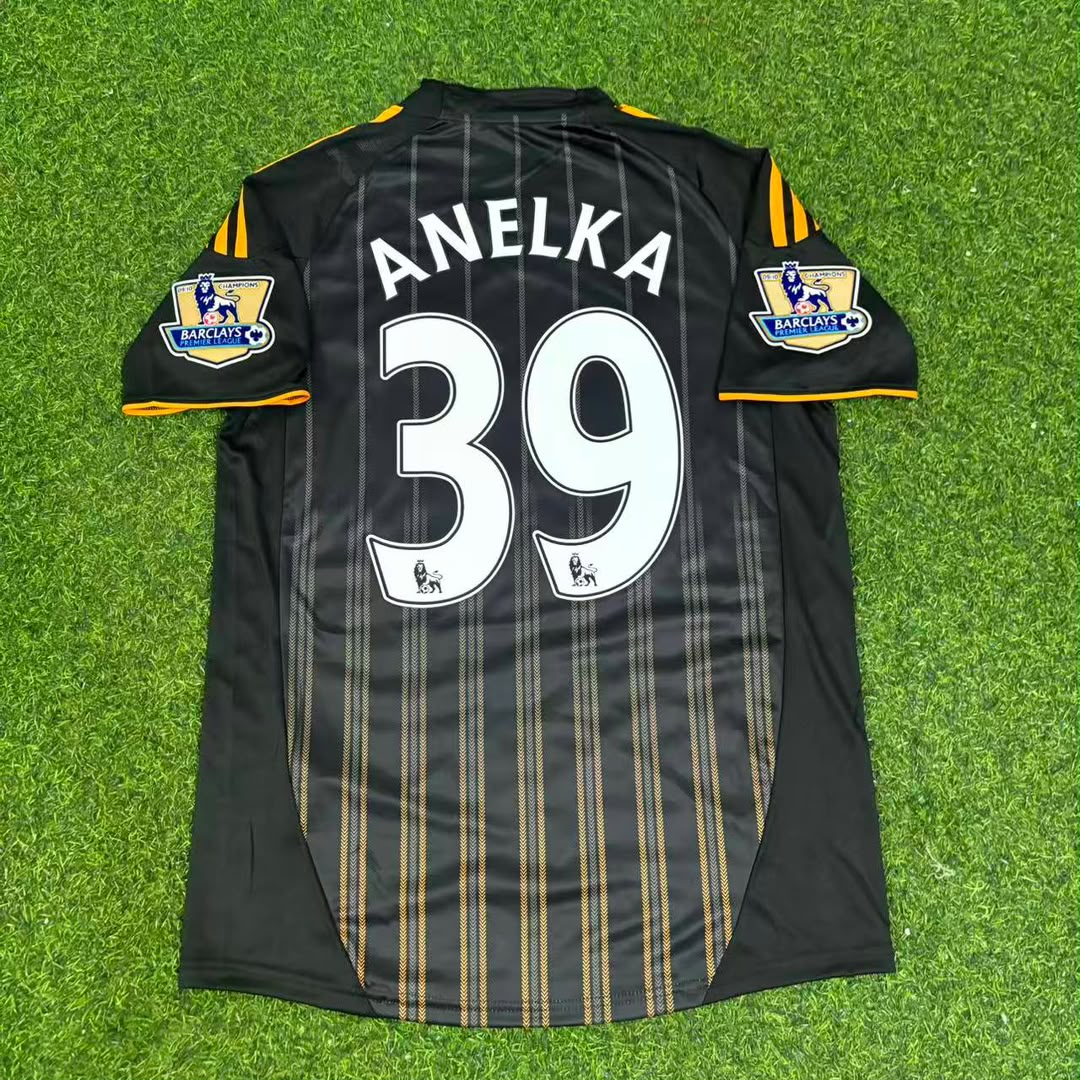Nicolas Anelka #39 Chelsea 2010 2011 Away Retro Black Orange Football Jersey