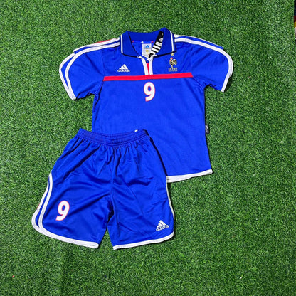 Nicolas Anelka 9- France EURO 2000 2002 Retro Kids Jersey