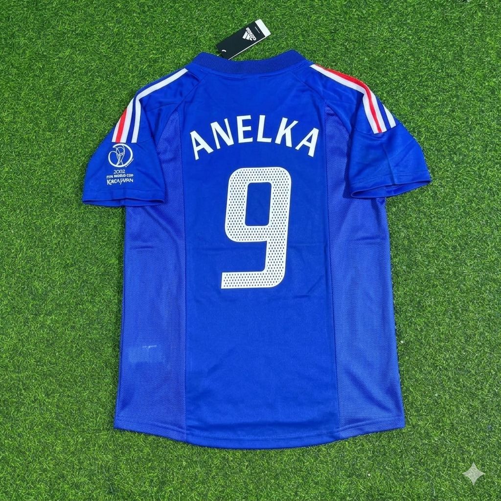 Nicolas Anelka #9 France 2002 World Cup Retro Football Jersey