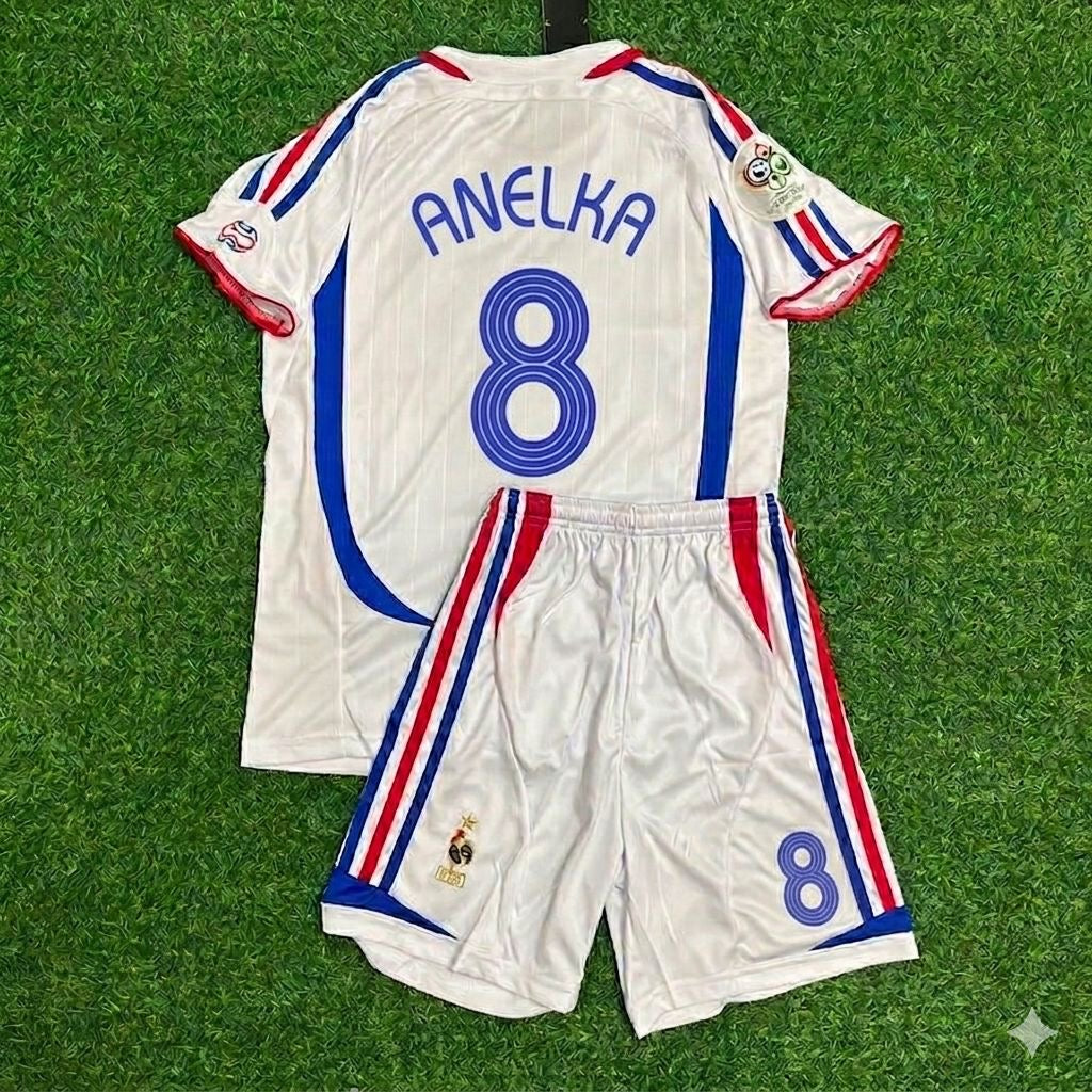 Nicolas Anelka #8 France 2006 World Cup Retro Kids Kit – | KinderTrikot Maillot Enfant Soccer Shirt