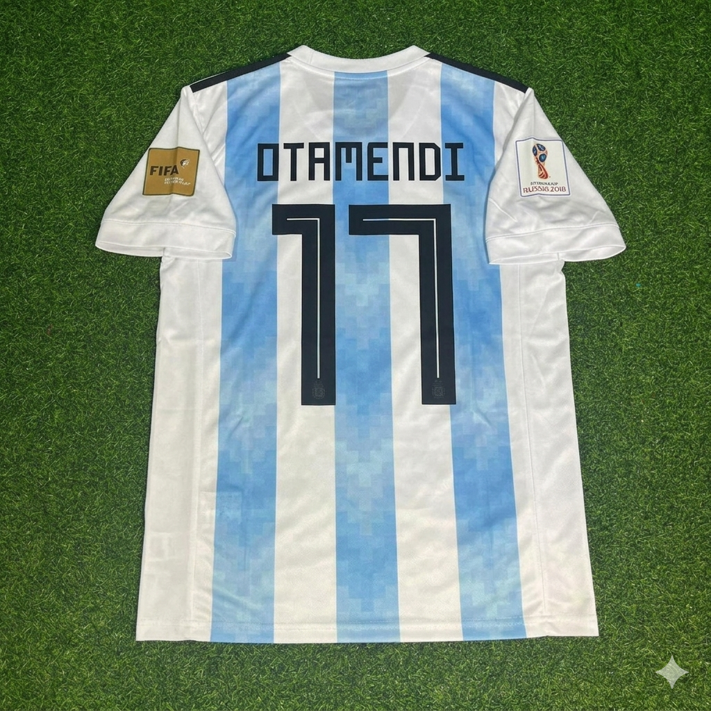 Nicolás Otamendi #17 Argentina 2018 World Cup Home Retro Jersey