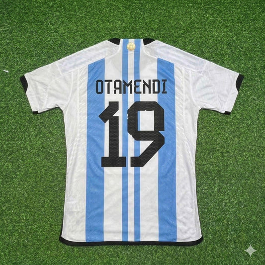 Nicolás Otamendi 19- Argentina 2022 Qatar World Cup Champion Home Jersey Maillot Trikot Maglia Soccer Shirt