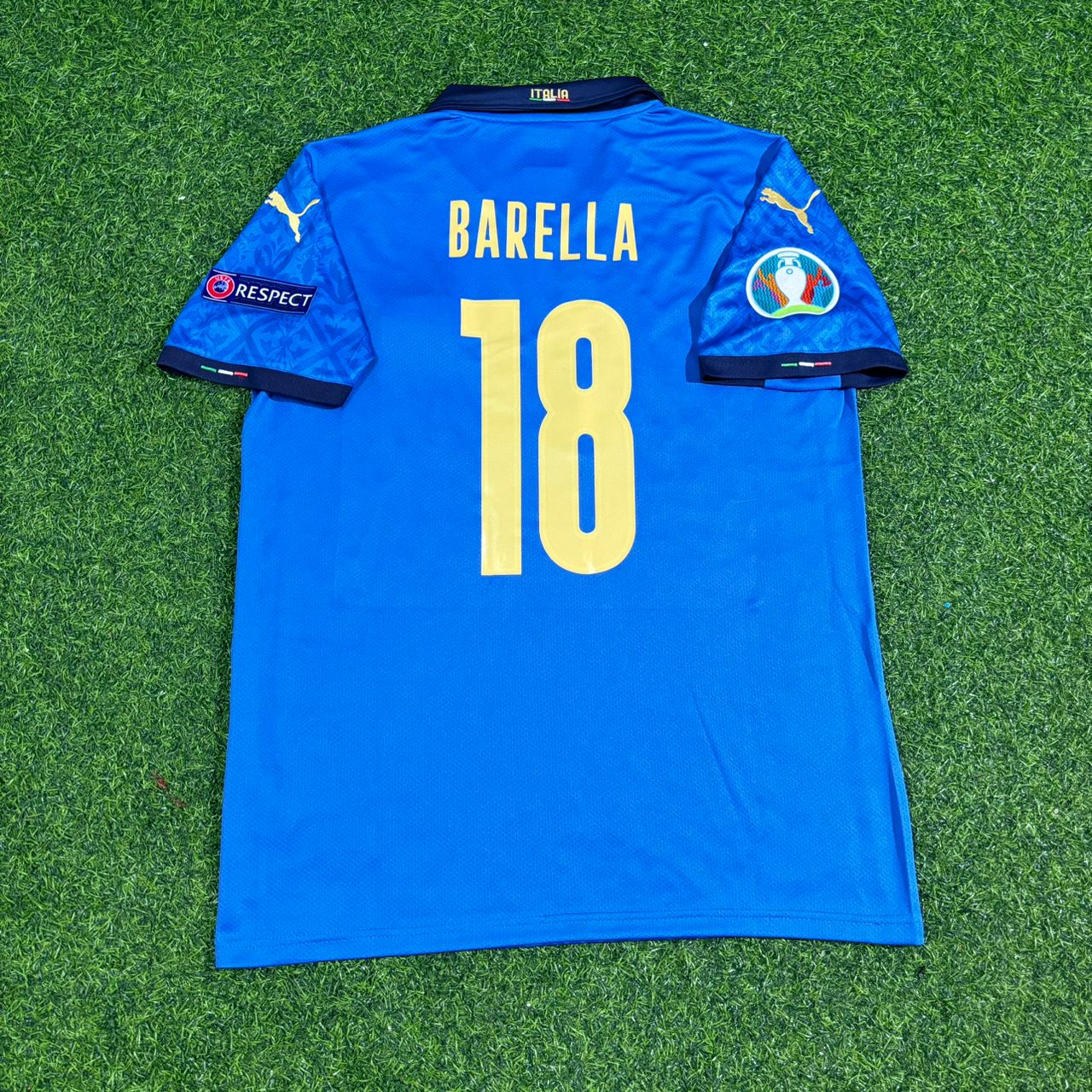 Nicolò Barella #18 Italy EURO 2020 Final Retro Soccer Jersey – | Trikot | Maillot Soccer Shirt