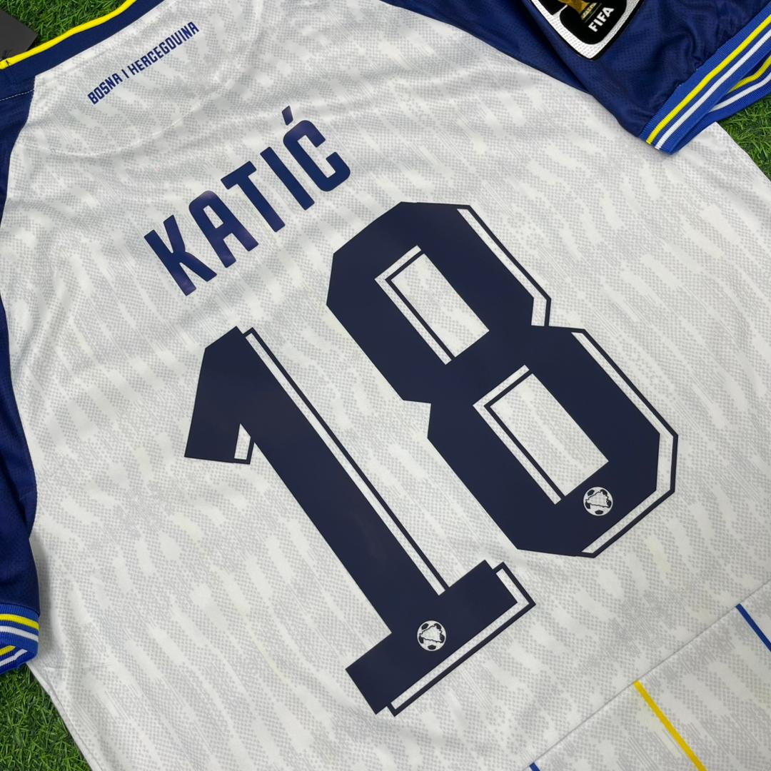 Nikola Katić Bosnia and Herzegovina 2026 World Cup Away White Football Jersey