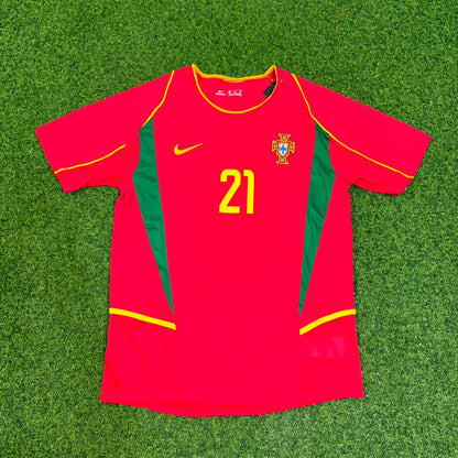 Nuno Gomes #21 Portugal 2002 Retro Home Red Football Jersey