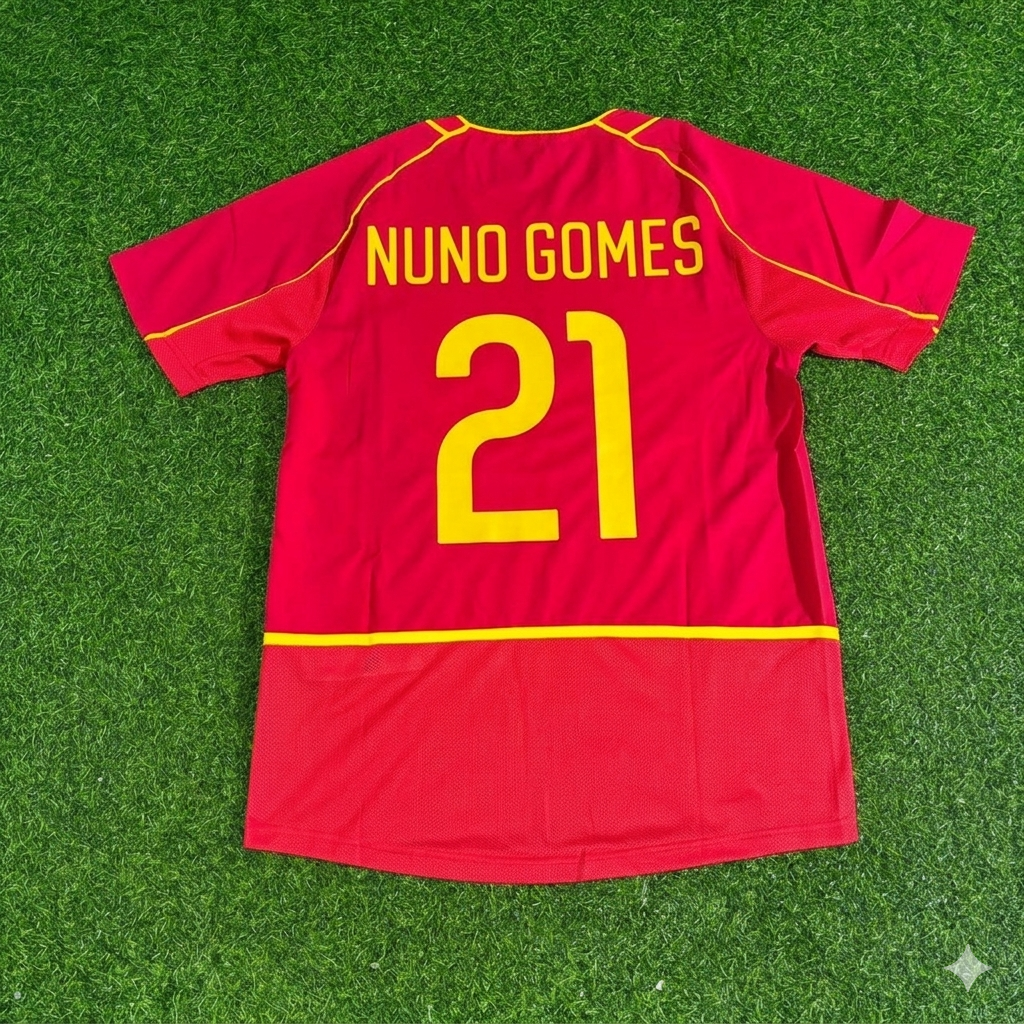 Nuno Gomes #21 Portugal 2002 Retro Home Red Football Jersey