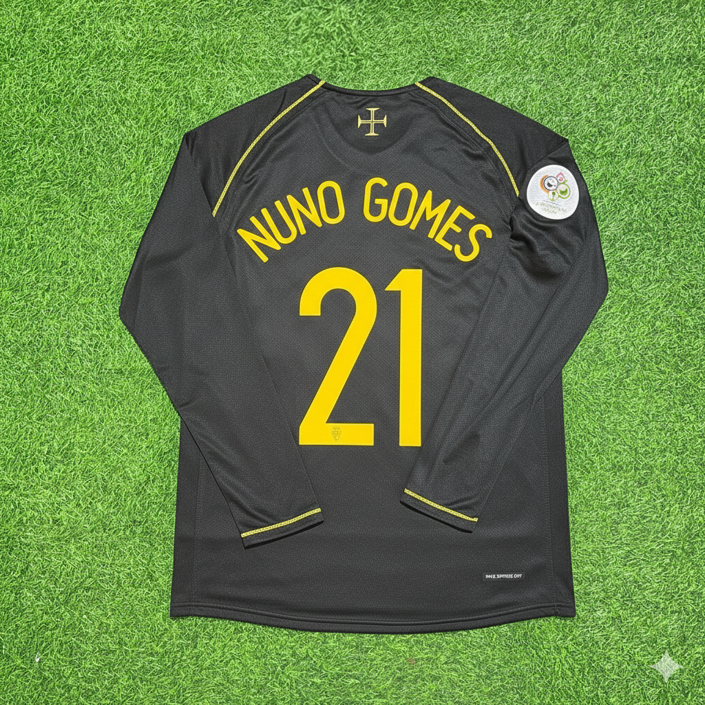 Nuno Gomes Portugal 2006 World Cup Long Sleeve Black Retro Football Jersey