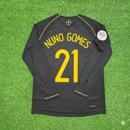 Nuno Gomes Portugal 2006 World Cup Long Sleeve Black Retro Football Jersey