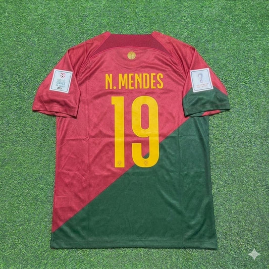 Nuno Mendes #19 Portugal 2022 World Cup Home Retro Football Jersey