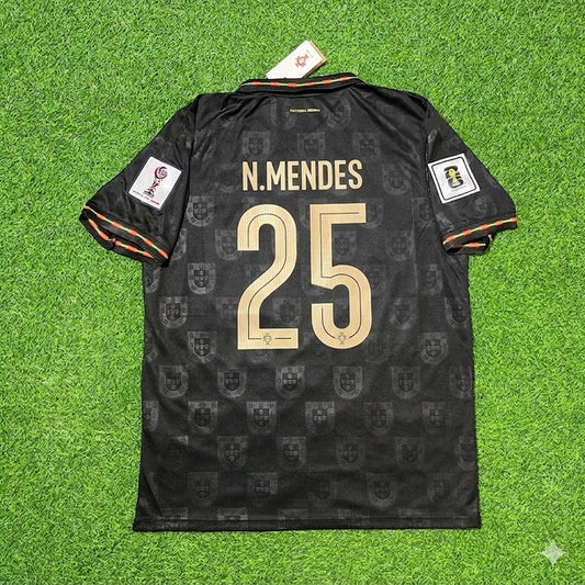 Nuno Mendes #25 Portugal 2026 World Cup Black Football Jersey
