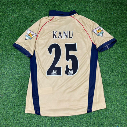 Nwankwo Kanu #25 Arsenal 2001-2002 Away Golden Retro Jersey