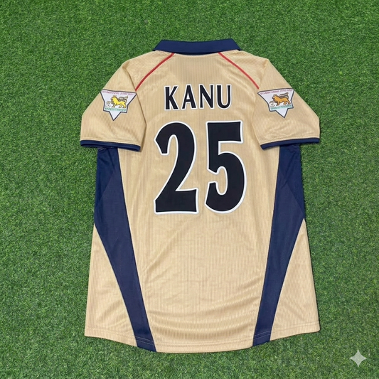 Nwankwo Kanu #25 Arsenal 2001-2002 Away Golden Retro Jersey