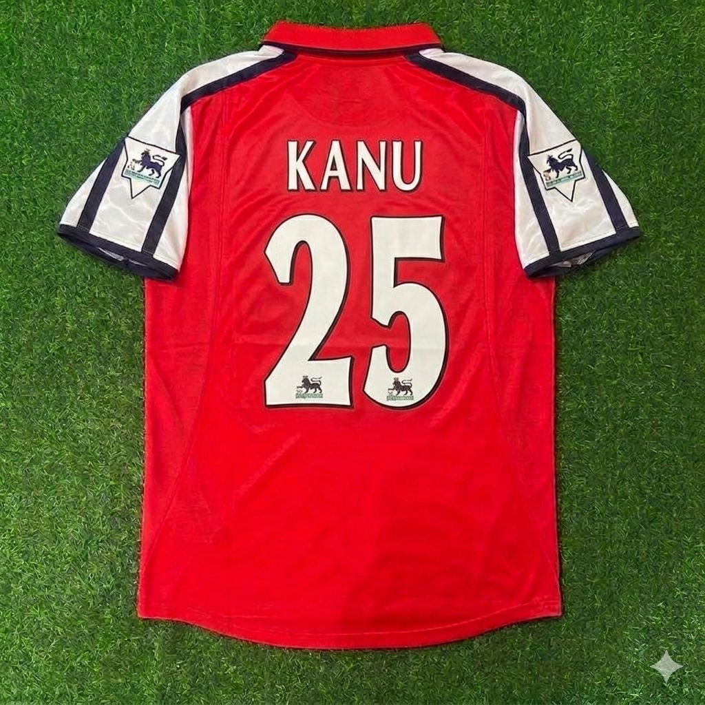 Nwankwo Kanu #25 Arsenal 1999-2002 Red White Retro Jersey Trikot Maglia Camiseta Soccer Shirt