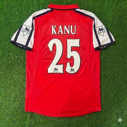Nwankwo Kanu #25 Arsenal 1999-2002 Red White Retro Jersey Trikot Maglia Camiseta Soccer Shirt