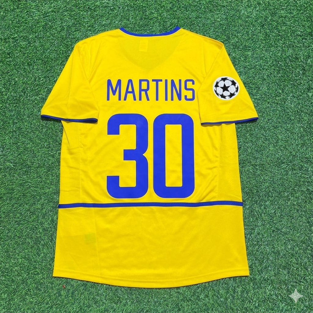 Obafemi Martins Inter Milan 2002-2003 Yellow Retro Football Jersey