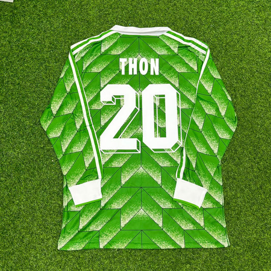Olaf Thon Germany 1990 World Cup Green Long Sleeve Football Jersey
