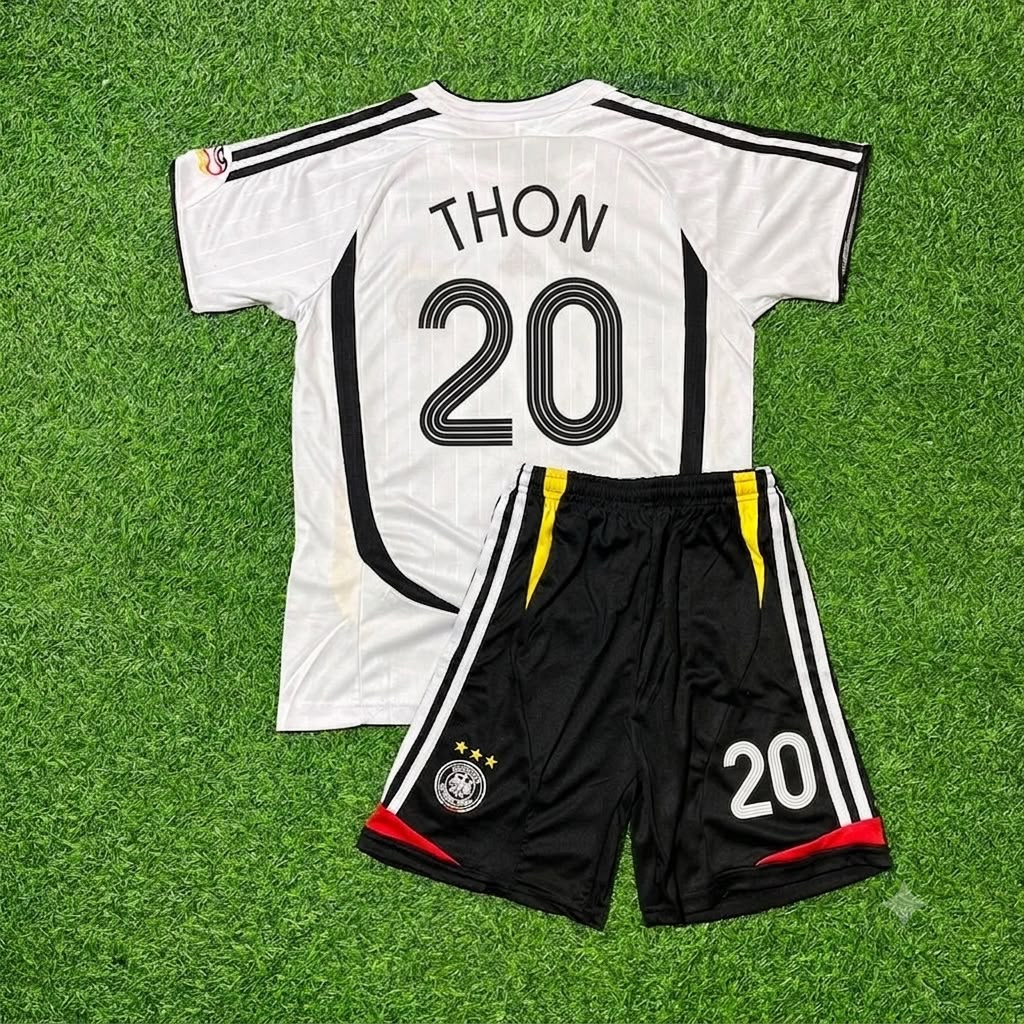Olaf Thon Germany Kids White Special Retro Football Jersey Kit