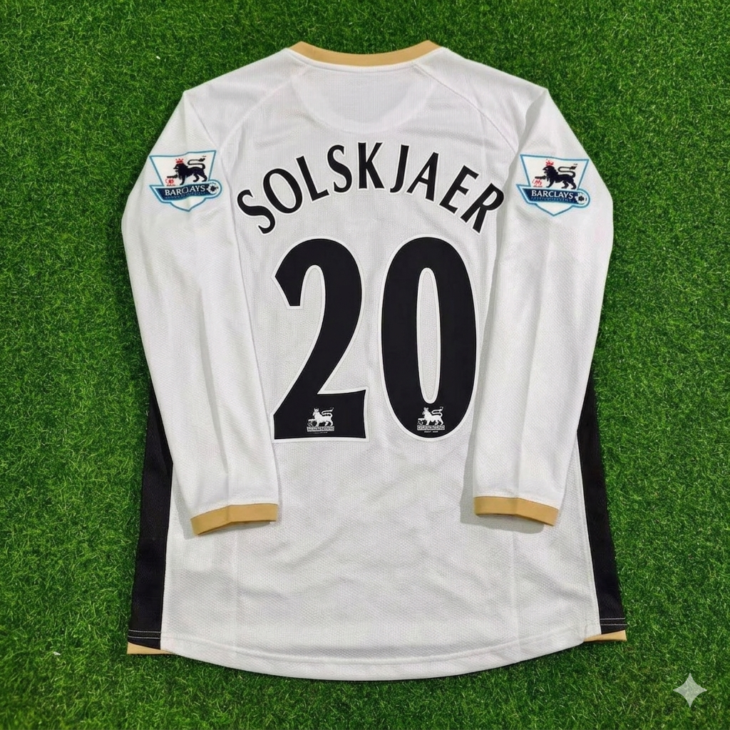 Ole Gunnar Solskjær #20 Manchester United 2006-2007 White Retro Long Sleeve Football Jersey