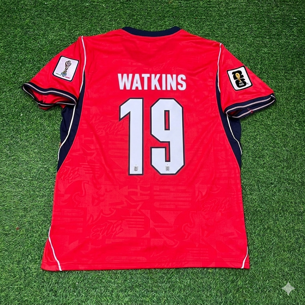 Ollie Watkins #19 England 2026 World Cup Away Red Football Jersey