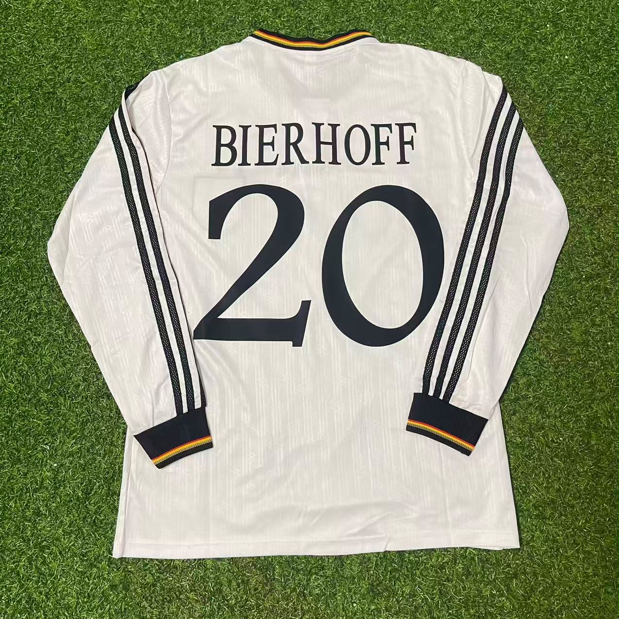 Oliver Bierhoff Germany EURO 1996 Final Home Long Sleeve Retro Football Jersey Kit
